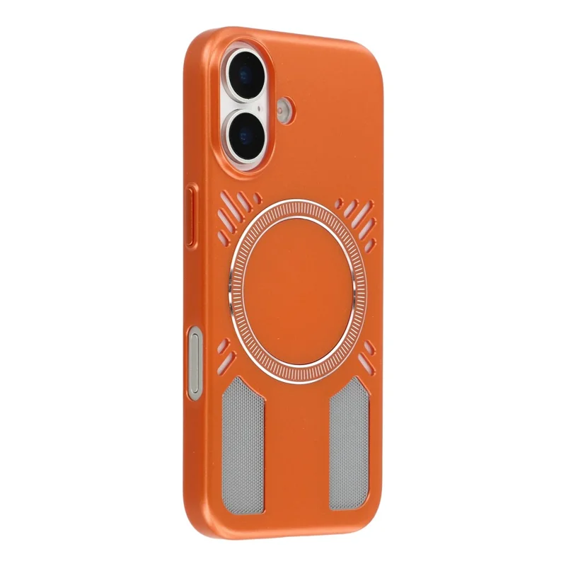 For iPhone 17 Magnetic Case Heat Dissipation Hard PC Scratch Resistant Phone Cover - Orange