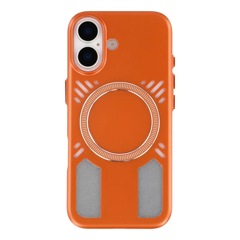 For iPhone 17 Magnetic Case Heat Dissipation Hard PC Scratch Resistant Phone Cover - Orange