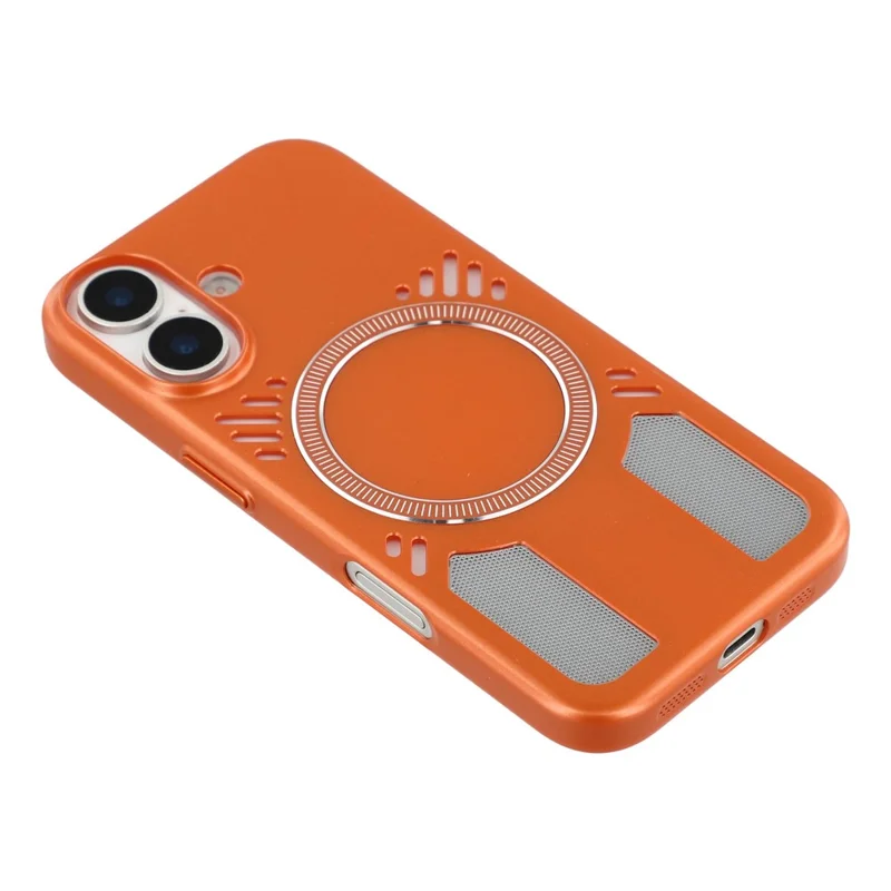 For iPhone 17 Magnetic Case Heat Dissipation Hard PC Scratch Resistant Phone Cover - Orange