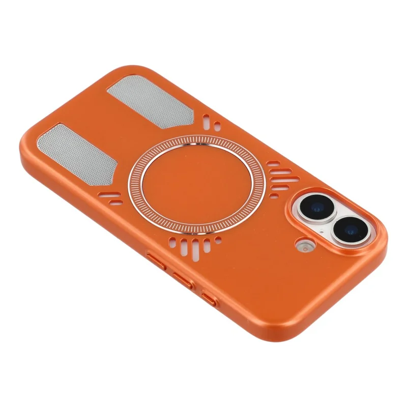 For iPhone 17 Magnetic Case Heat Dissipation Hard PC Scratch Resistant Phone Cover - Orange