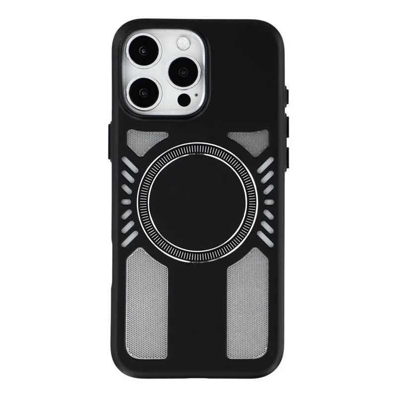 For iPhone 15 Pro Max Magnetic Case Heat Dissipation Hard PC Scratch Resistant Phone Cover - Black