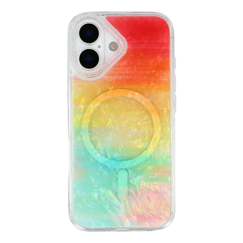 For iPhone 17 Magnetic Case Shell Pattern Gradient PC+TPU Epoxy Phone Cover - Orange