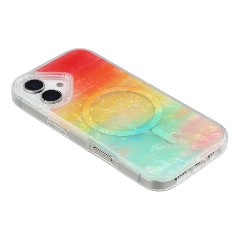 For iPhone 17 Magnetic Case Shell Pattern Gradient PC+TPU Epoxy Phone Cover - Orange