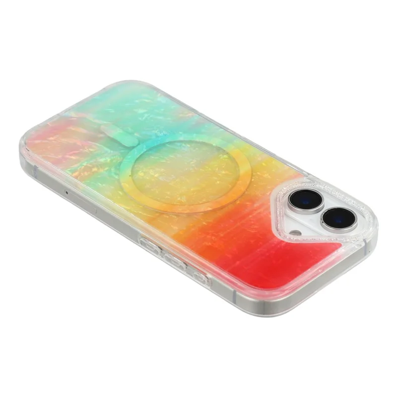 For iPhone 17 Magnetic Case Shell Pattern Gradient PC+TPU Epoxy Phone Cover - Orange