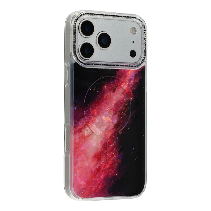 For iPhone 17 Pro Max Magnetic Case Shell Pattern Gradient PC+TPU Epoxy Phone Cover - Black