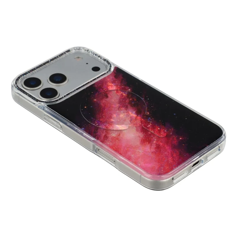 For iPhone 17 Pro Max Magnetic Case Shell Pattern Gradient PC+TPU Epoxy Phone Cover - Black
