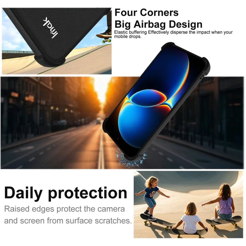 IMAK til Xiaomi Redmi K90 Max 5G Taske TPU Telefonbeskyttelse Airbag Stødfast Beskyttelse - Matt Sort