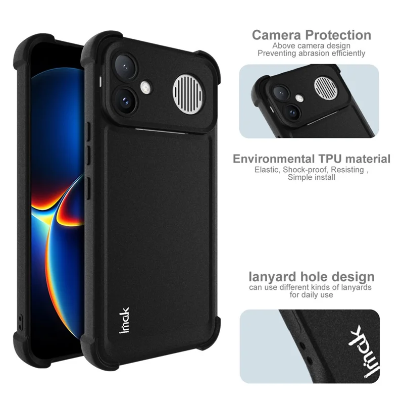 IMAK til Xiaomi Redmi K90 Max 5G Taske TPU Telefonbeskyttelse Airbag Stødfast Beskyttelse - Matt Sort