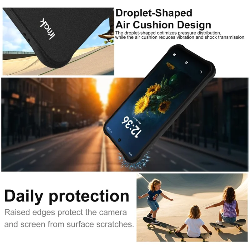 IMAK For TCL NxtPaper 70 Pro 5G Case TPU Phone Cover Airbag Shockproof Protection - Matte Black