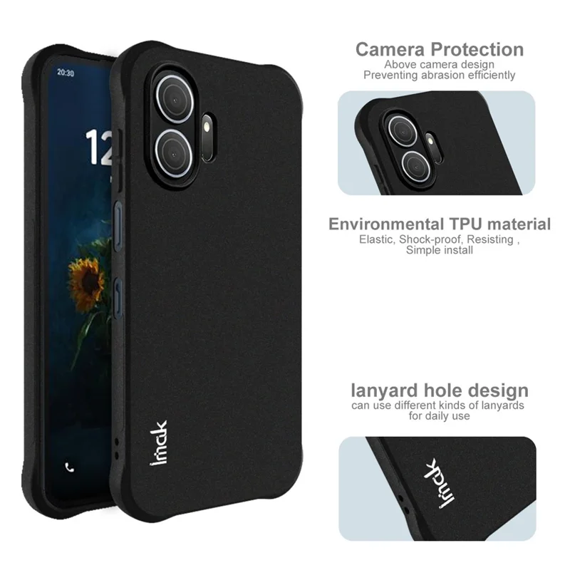 IMAK For TCL NxtPaper 70 Pro 5G Case TPU Phone Cover Airbag Shockproof Protection - Matte Black