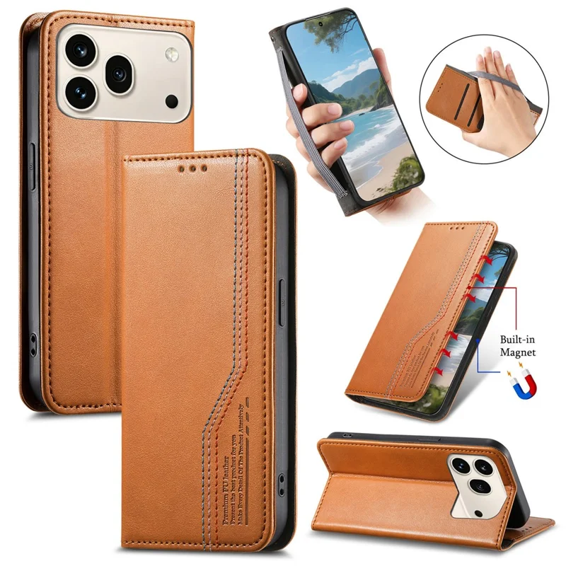 For Honor 600 5G / 600 Pro 5G Case Wallet Tri-Color Stitching Leather Phone Cover with Elastic Wristband - Brown