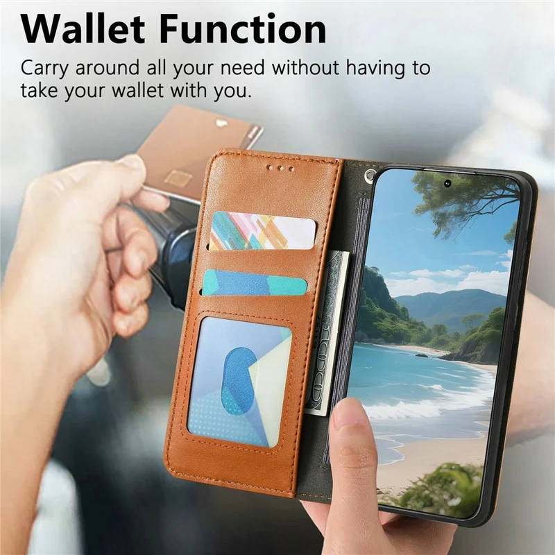 For Honor 600 5G / 600 Pro 5G Case Wallet Tri-Color Stitching Leather Phone Cover with Elastic Wristband - Brown