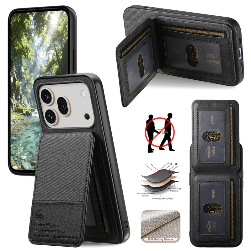 For Honor 600 5G / 600 Pro 5G Case Cloth Texture Leather + PC + TPU Phone Cover with RFID Blocking Card Holder - Black