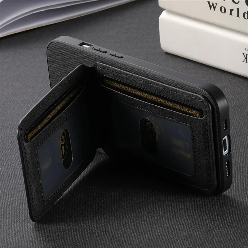 For Honor 600 5G / 600 Pro 5G Case Cloth Texture Leather + PC + TPU Phone Cover with RFID Blocking Card Holder - Black