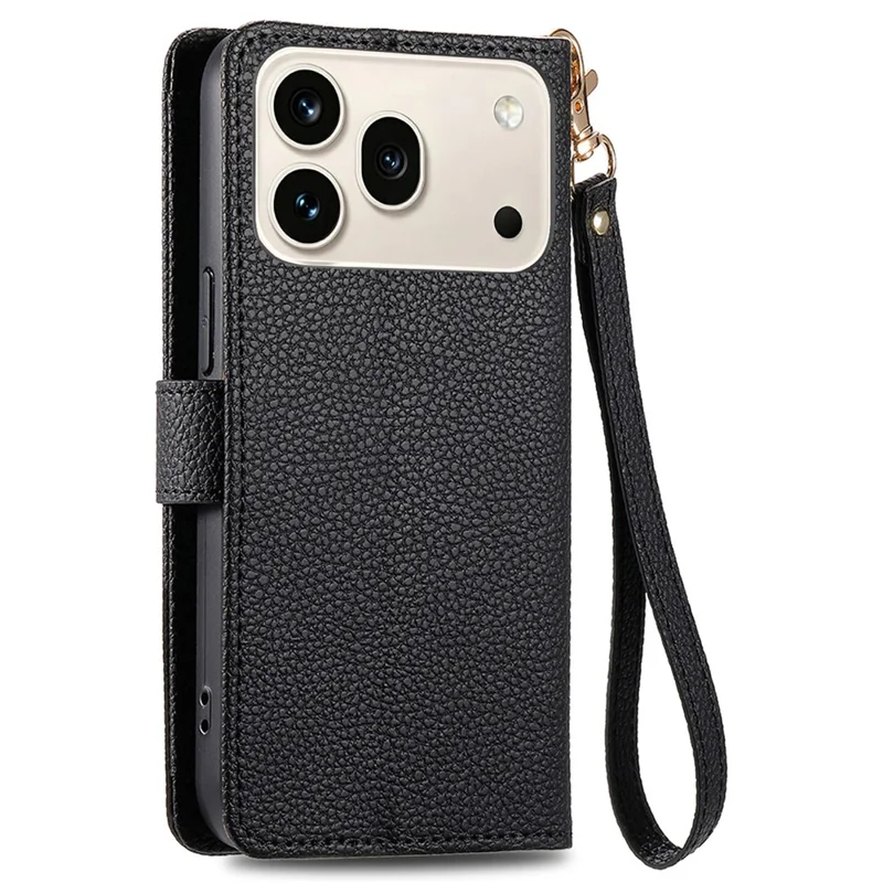 For Honor 600 5G / 600 Pro 5G Case RFID Blocking Zipper Pocket Leather Wallet Phone Cover with Strap - Black