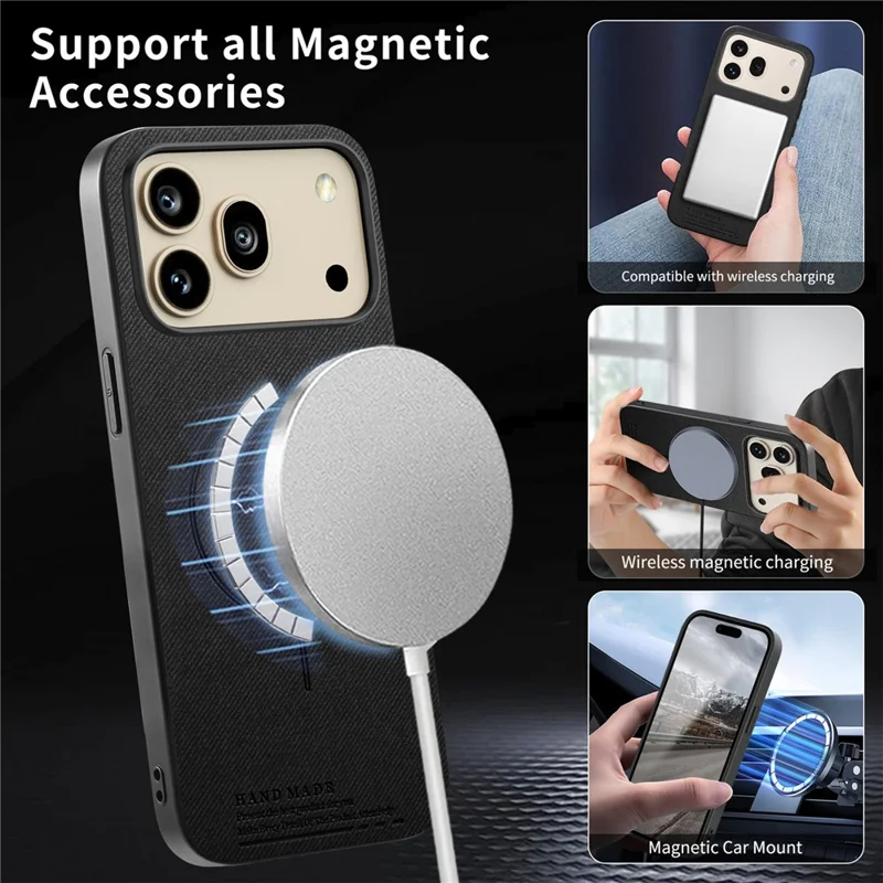 For Honor 600 5G / 600 Pro 5G Magnetic Case Cloth Texture PC + TPU + PU Leather Anti-Scratch Phone Cover - Black