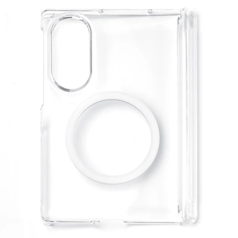 For Samsung Galaxy Z Fold8 Magnetic Case Dual Axis Hinge Protection UV Clear PC Phone Cover - Transparent