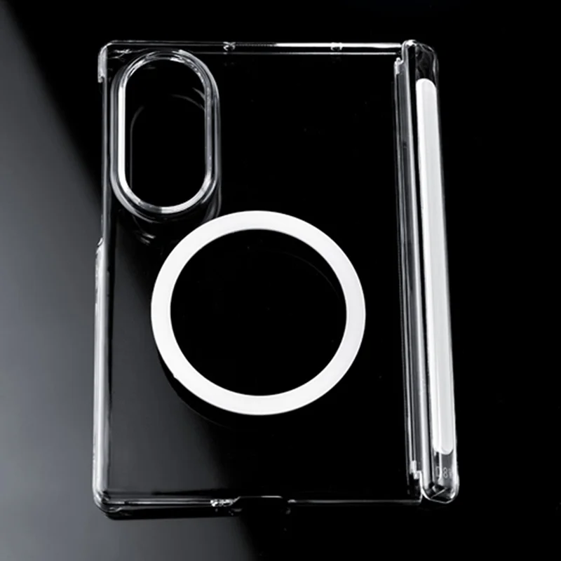 For Samsung Galaxy Z Fold8 Magnetic Case Dual Axis Hinge Protection UV Clear PC Phone Cover - Transparent