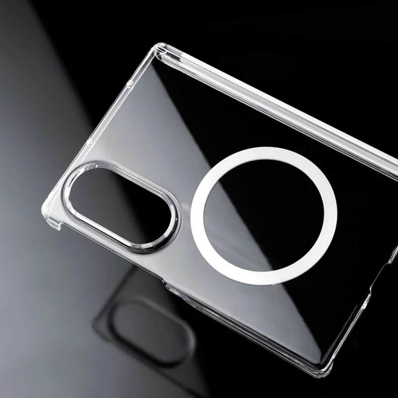 For Samsung Galaxy Z Fold8 Magnetic Case Dual Axis Hinge Protection UV Clear PC Phone Cover - Transparent