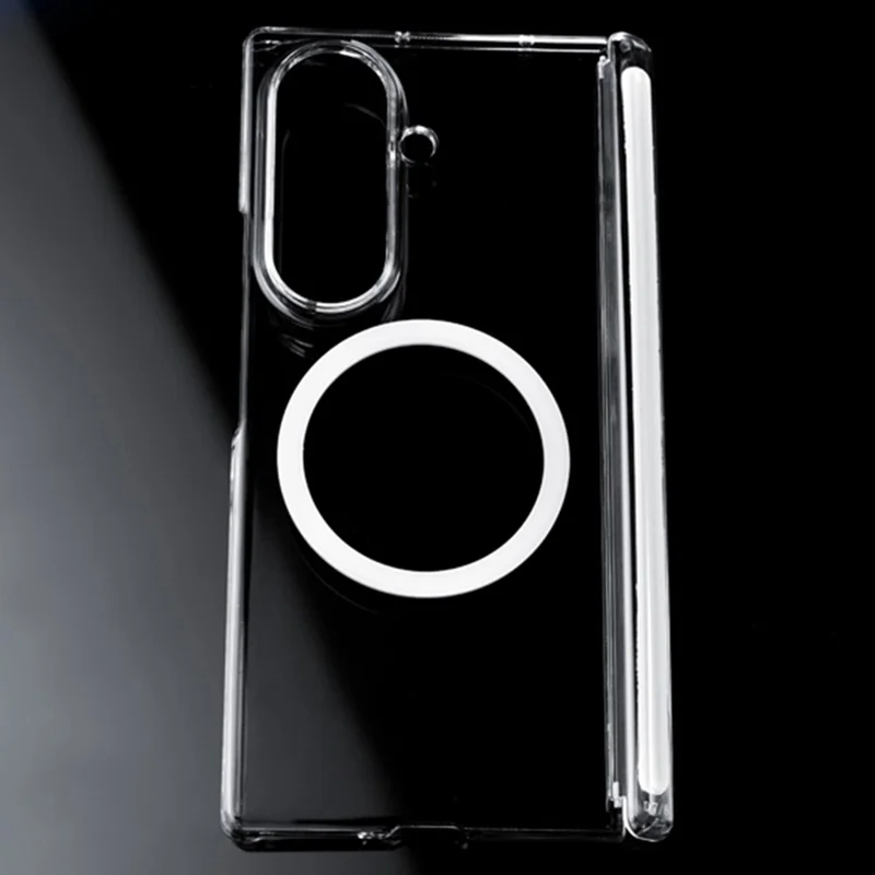 For Samsung Galaxy Z Fold8 Ultra Magnetic Case Dual Axis Hinge Protection UV Clear PC Phone Cover - Transparent