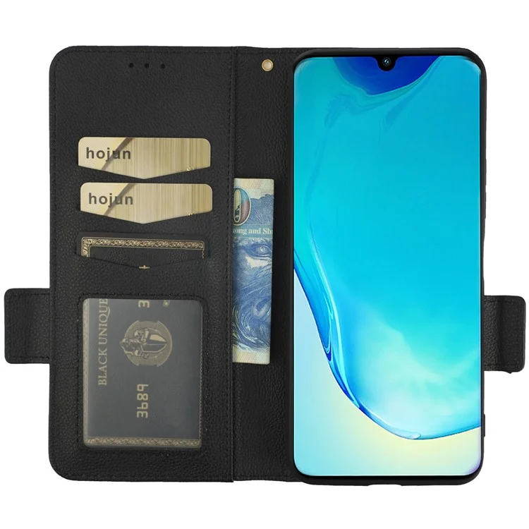 Für vivo V25 5G / V25e 4G / X80 Lite 5G Litchi Texture Wallet Phone Case PU Leder Flip Stand Dual Magnetic Verschluss Schutzhülle mit Gurt - Schwarz