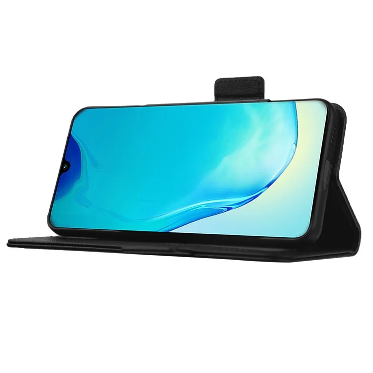 Für vivo V25 5G / V25e 4G / X80 Lite 5G Litchi Texture Wallet Phone Case PU Leder Flip Stand Dual Magnetic Verschluss Schutzhülle mit Gurt - Schwarz