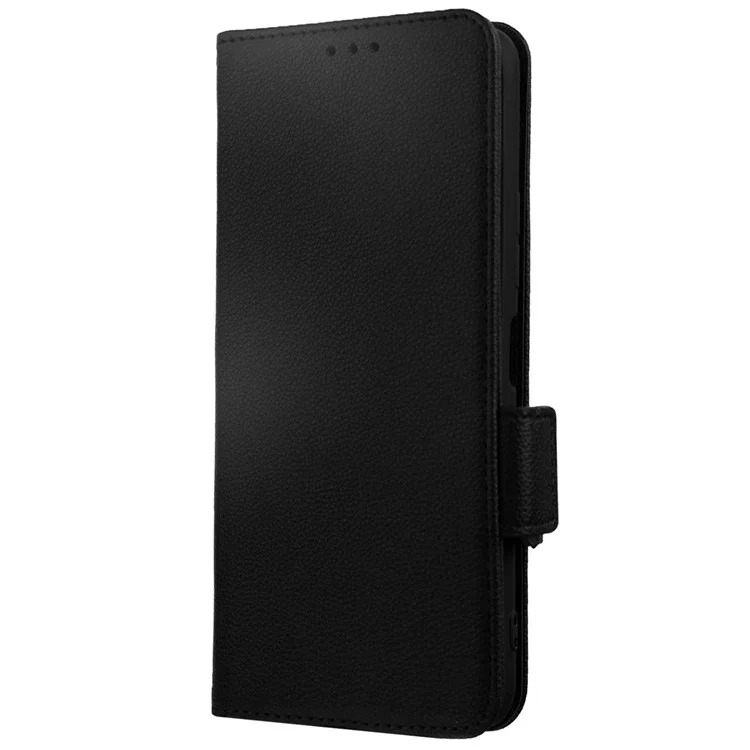Für vivo V25 5G / V25e 4G / X80 Lite 5G Litchi Texture Wallet Phone Case PU Leder Flip Stand Dual Magnetic Verschluss Schutzhülle mit Gurt - Schwarz