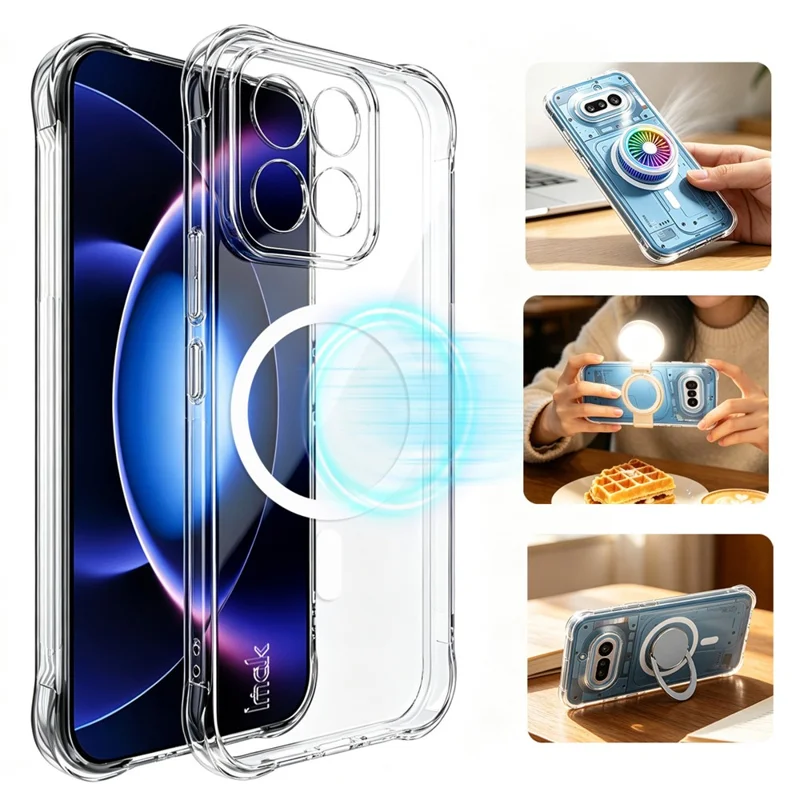 IMAK for Xiaomi 17 Max Magnetic Case Airbag Shockproof Protection TPU Phone Cover - Transparent