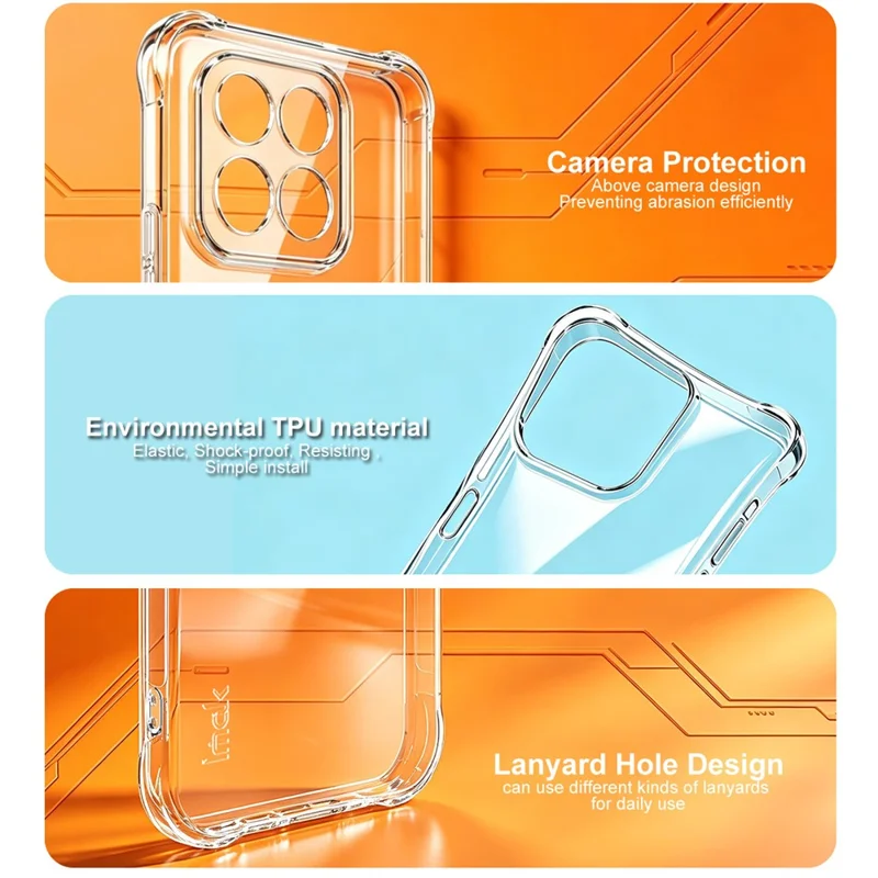 IMAK for Xiaomi 17 Max Magnetic Case Airbag Shockproof Protection TPU Phone Cover - Transparent