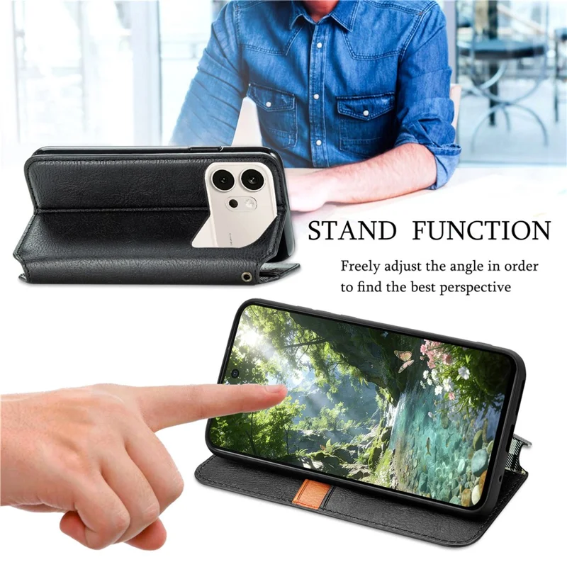 For Honor 600 5G / 600 Pro 5G Case Rhombus Imprint PU Leather Wallet Phone Cover - Black