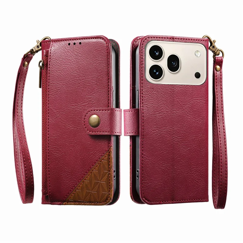 For Honor 600 5G / 600 Pro 5G Case Color Splicing TPI PU Leather Flip Shockproof Phone Cover with Wrist Strap - Red