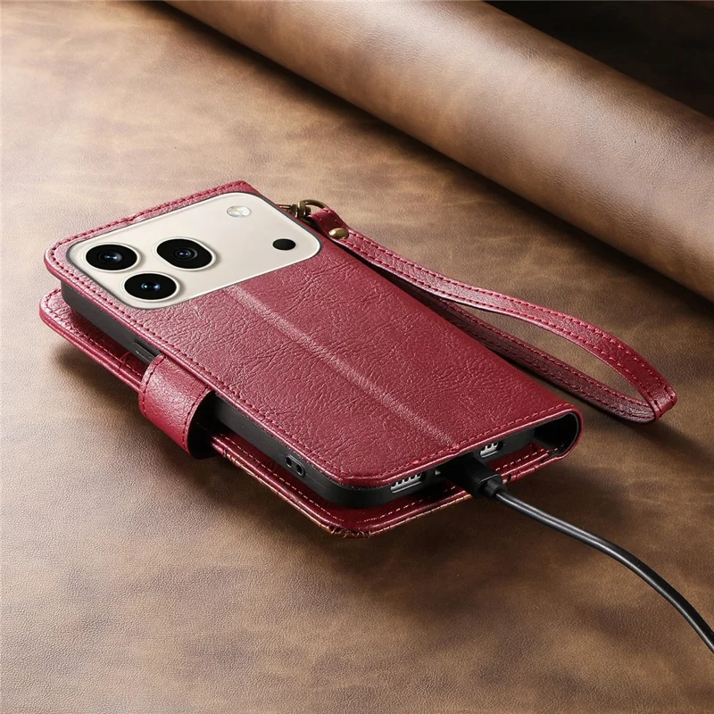 For Honor 600 5G / 600 Pro 5G Case Color Splicing TPI PU Leather Flip Shockproof Phone Cover with Wrist Strap - Red