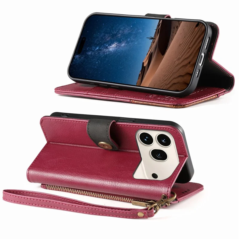 For Honor 600 5G / 600 Pro 5G Case Color Splicing TPI PU Leather Flip Shockproof Phone Cover with Wrist Strap - Red