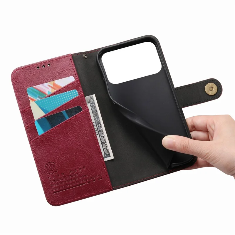 For Honor 600 5G / 600 Pro 5G Case Color Splicing TPI PU Leather Flip Shockproof Phone Cover with Wrist Strap - Red