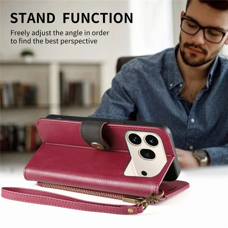 For Honor 600 5G / 600 Pro 5G Case Color Splicing TPI PU Leather Flip Shockproof Phone Cover with Wrist Strap - Red