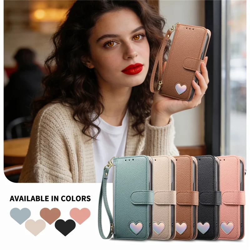 For Honor 600 5G / 600 Pro 5G Case Zipper Pocket TPU PU Leather Wallet Phone Cover with Strap - Brown