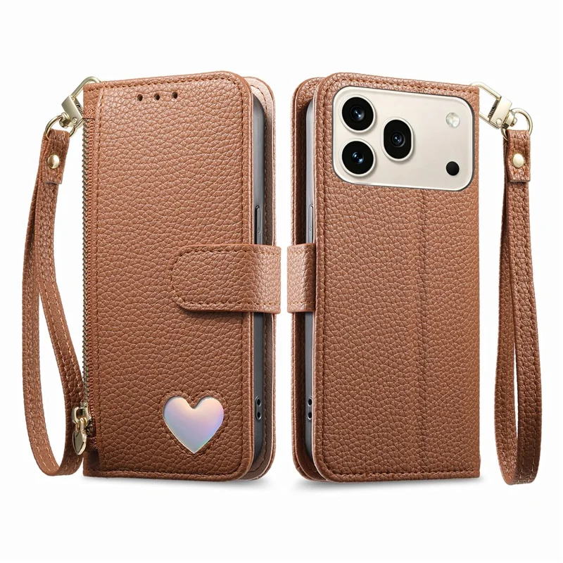For Honor 600 5G / 600 Pro 5G Case Zipper Pocket TPU PU Leather Wallet Phone Cover with Strap - Brown