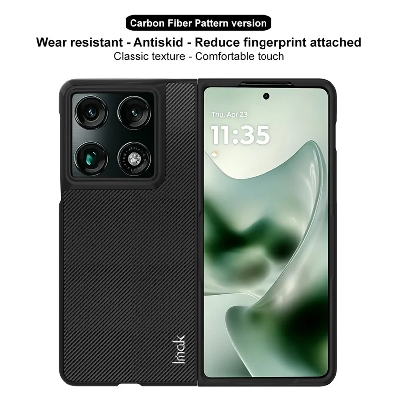 IMAK Ruiyi-serie til Motorola Razr Fold 5G hylster med struktur af kulfiberlæder + PC telefonhylster