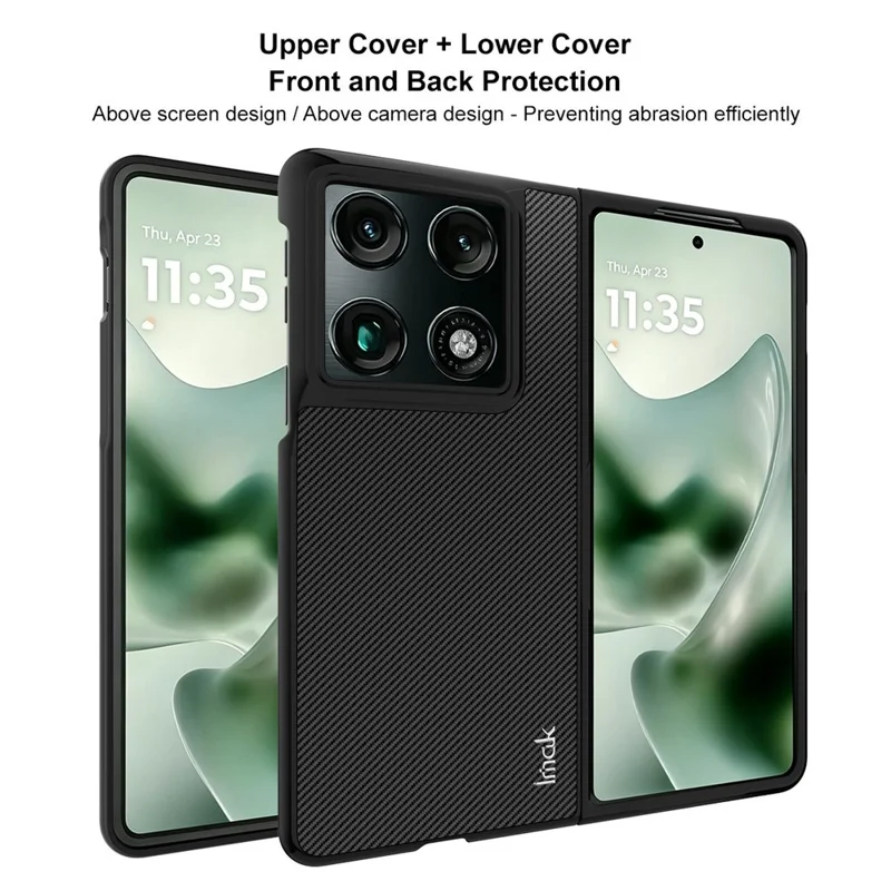 IMAK Ruiyi-serie til Motorola Razr Fold 5G hylster med struktur af kulfiberlæder + PC telefonhylster