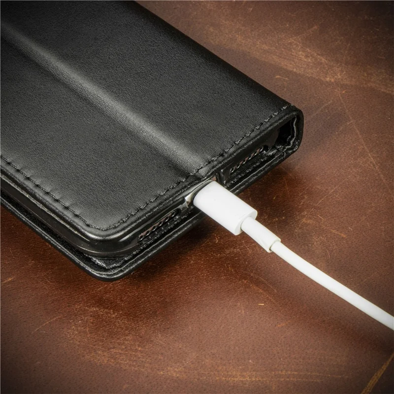 For Honor 600 5G / 600 Pro 5G Case Wallet Stand Leather Phone Cover with Wrist Strap - Black