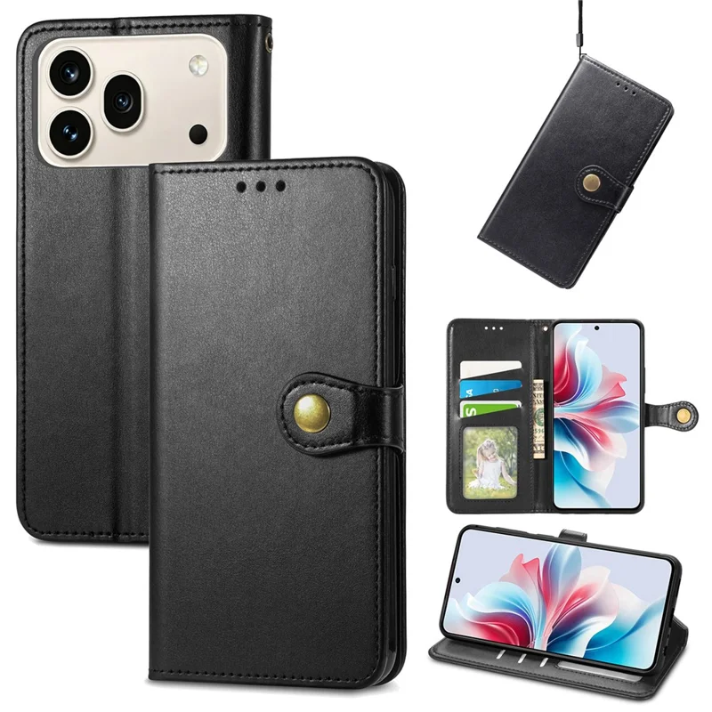 For Honor 600 5G / 600 Pro 5G Case Wallet Stand Leather Phone Cover with Wrist Strap - Black