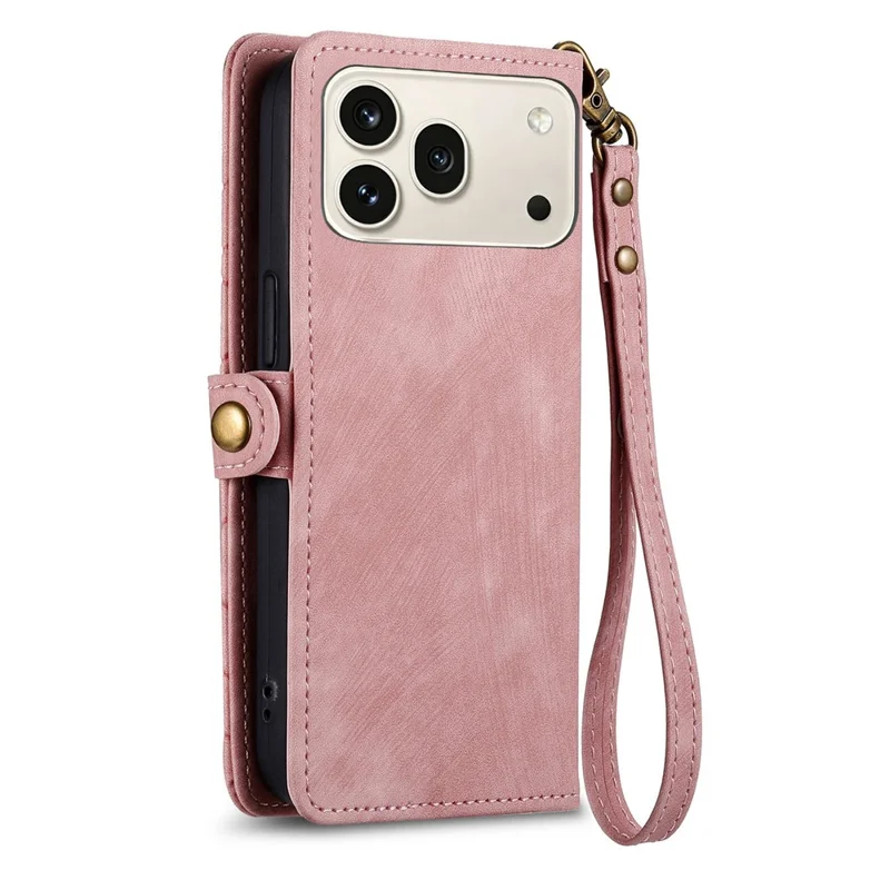 For Honor 600 5G / 600 Pro 5G Case Zipper Wallet Geometry Lines Leather Phone Cover with Strap - Pink