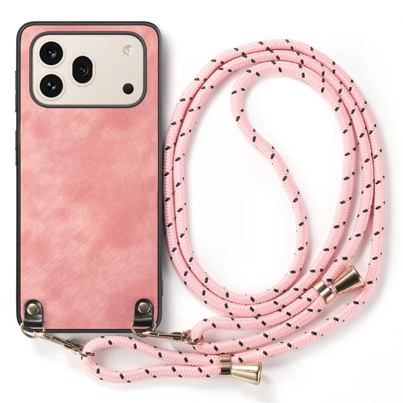 For Honor 600 5G / 600 Pro 5G Case Retro Leather Phone Back Cover with Adjustable Strap - Pink