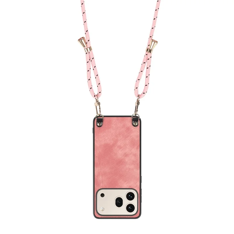 For Honor 600 5G / 600 Pro 5G Case Retro Leather Phone Back Cover with Adjustable Strap - Pink