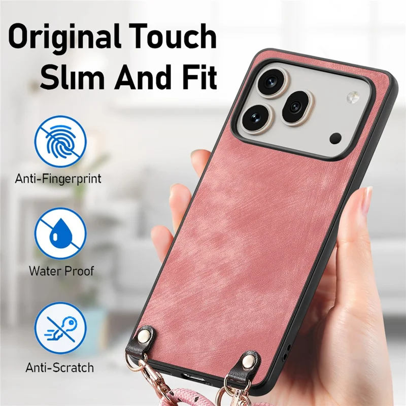 For Honor 600 5G / 600 Pro 5G Case Retro Leather Phone Back Cover with Adjustable Strap - Pink
