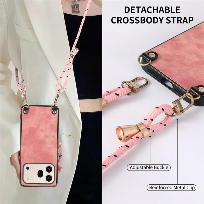 For Honor 600 5G / 600 Pro 5G Case Retro Leather Phone Back Cover with Adjustable Strap - Pink