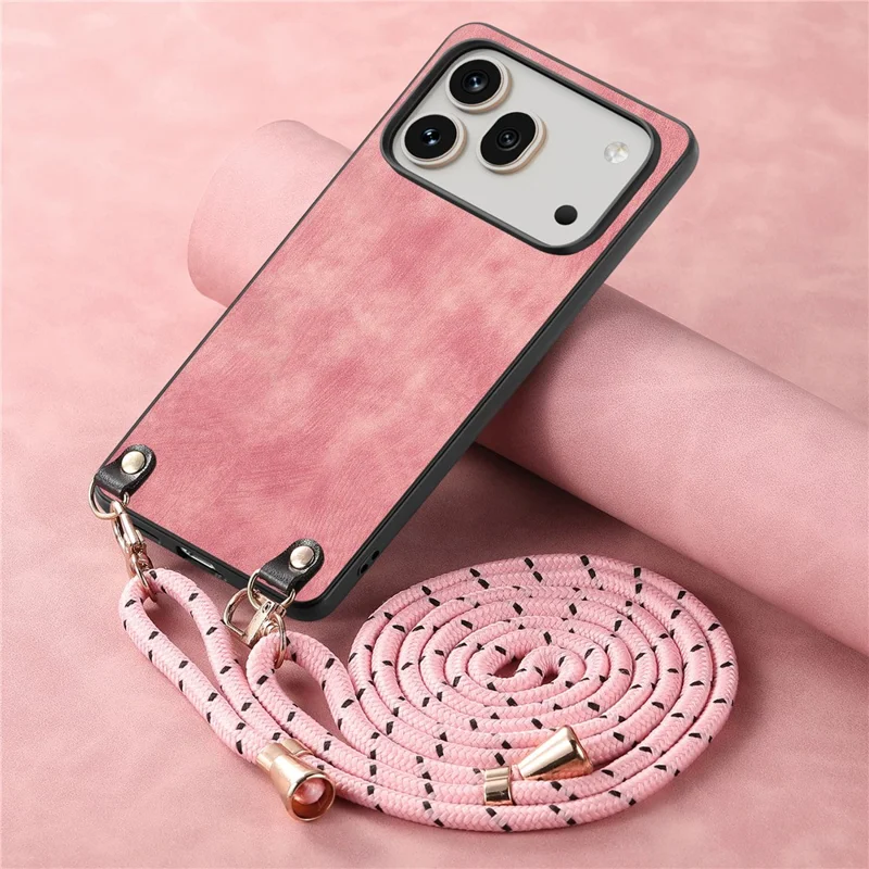 For Honor 600 5G / 600 Pro 5G Case Retro Leather Phone Back Cover with Adjustable Strap - Pink