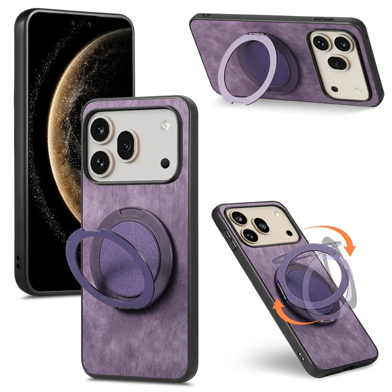 For Honor 600 5G / 600 Pro 5G Stress Relief Retro Leather Back Cover Phone Case with Rotating Kickstand - Purple
