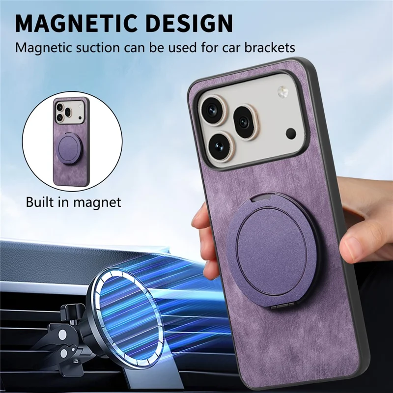 For Honor 600 5G / 600 Pro 5G Stress Relief Retro Leather Back Cover Phone Case with Rotating Kickstand - Purple