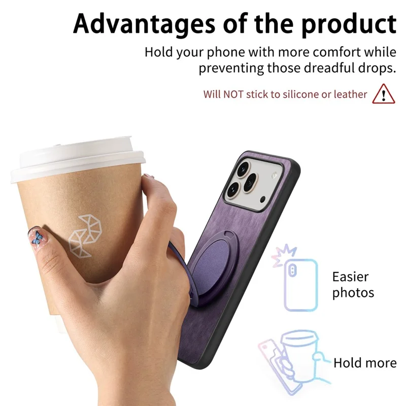 For Honor 600 5G / 600 Pro 5G Stress Relief Retro Leather Back Cover Phone Case with Rotating Kickstand - Purple